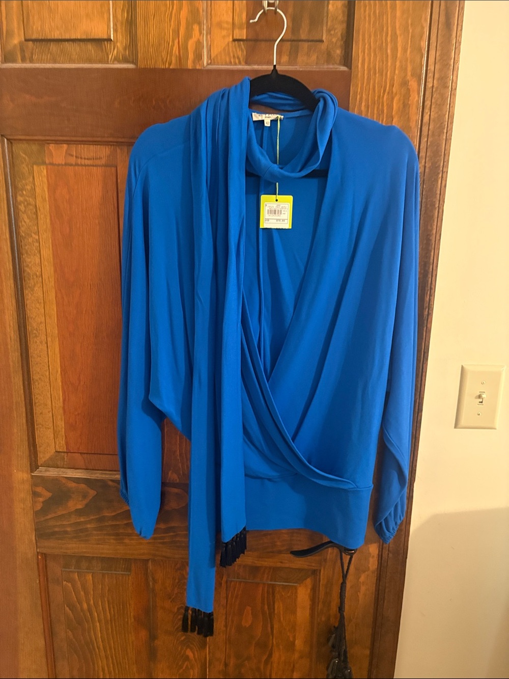 Etro Royal Blue Draped Blouse with Scarf
